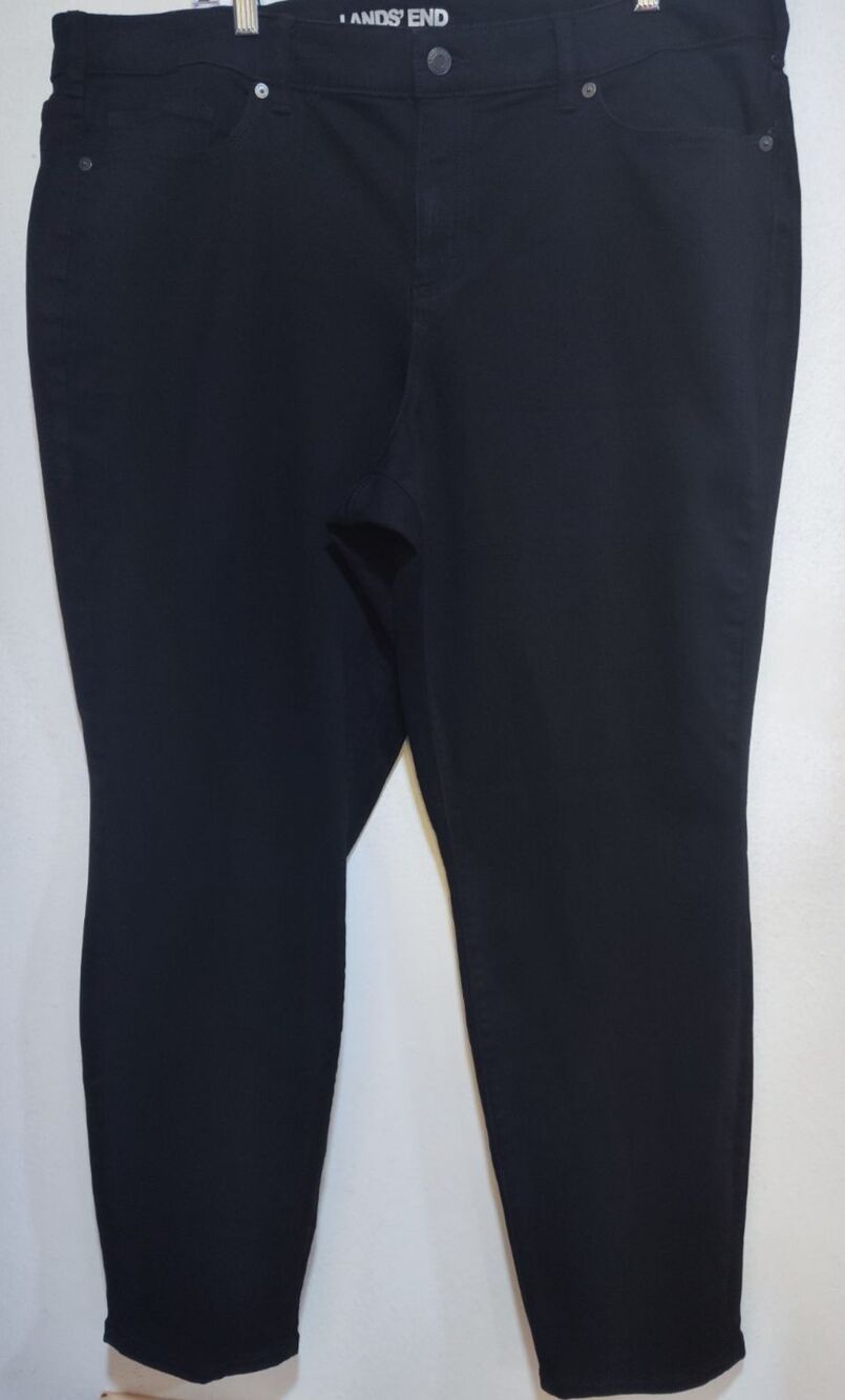 Land's End Women Black Jeans Size 22W Denim Cotton blend Straight Leg Pockets